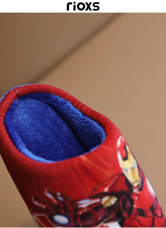 RIOXS - Disney Iron Man Boys Girls Closed Toe Slippers For Home Or Outdoor Use Warm Shoes For Children - Image 1