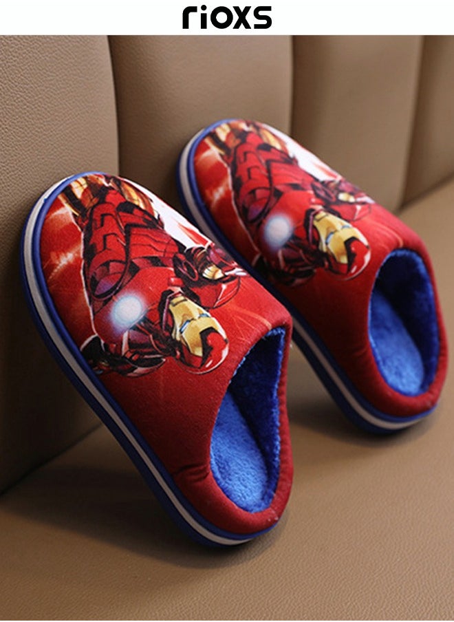 RIOXS - Disney Iron Man Boys Girls Closed Toe Slippers For Home Or Outdoor Use Warm Shoes For Children - Image 1
