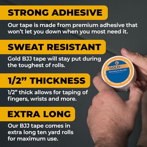Gold BJJ Jiu Jitsu Tape - Strong Athletic Finger Tape, 1/2" x 30' - Protect Fingers and Toes in MMA, Judo, Wrestling, Martial Arts, Rock Climbing (6 Rolls, White) - Image 2