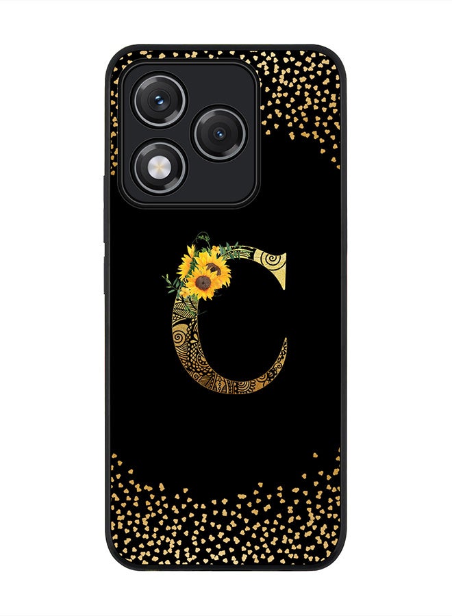 Stylizedd For Honor 400 Lite Case,Slim fit Camera Protection, Shockproof Thin Phone cover  - Custom Floral Monogram - C ( Black )