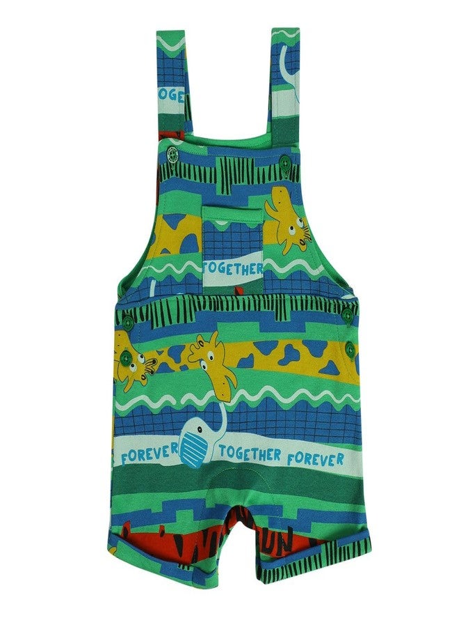 miniklub Cotton Half Sleeves Animal Printed Dungaree With Tee -(12-18M) - Image 5