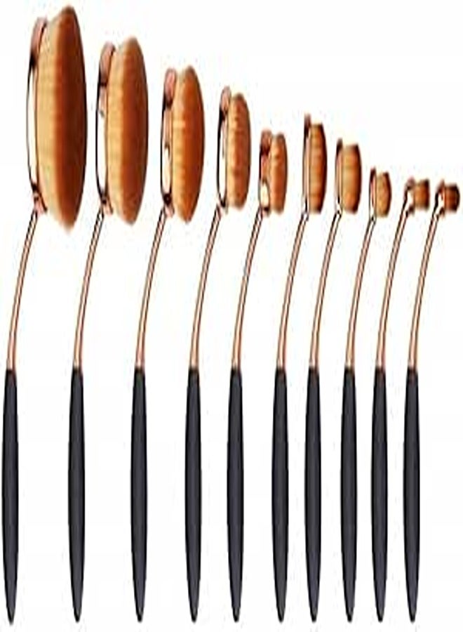10pcs Cosmetic Brush Set Oval Makeup Brushes