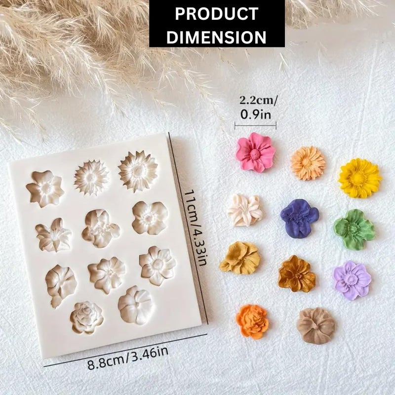 LEGACYCART 2 PCS 11 Cavities Mini Rose Camellia Daisy Blossom Peony Flower Silicone Mold for Resin Soap Candy molds for Cake Sugarcraft Chocolate Cupcake Fondant Cake Decorating Tools - Image 2