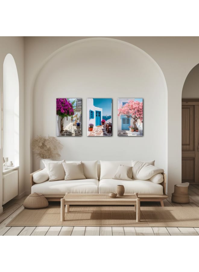 Home Gallery Set of three Greece Island Printed on canvas wall art - Image 4