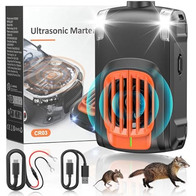 rayihni Marten Deterrent Car, Ultrasonic Mouse Repellent, 12 V Car Battery Rechargeable Marten Repellent, Mouse Deterrent with Two Types of Charging - 1 Piece - Image 2