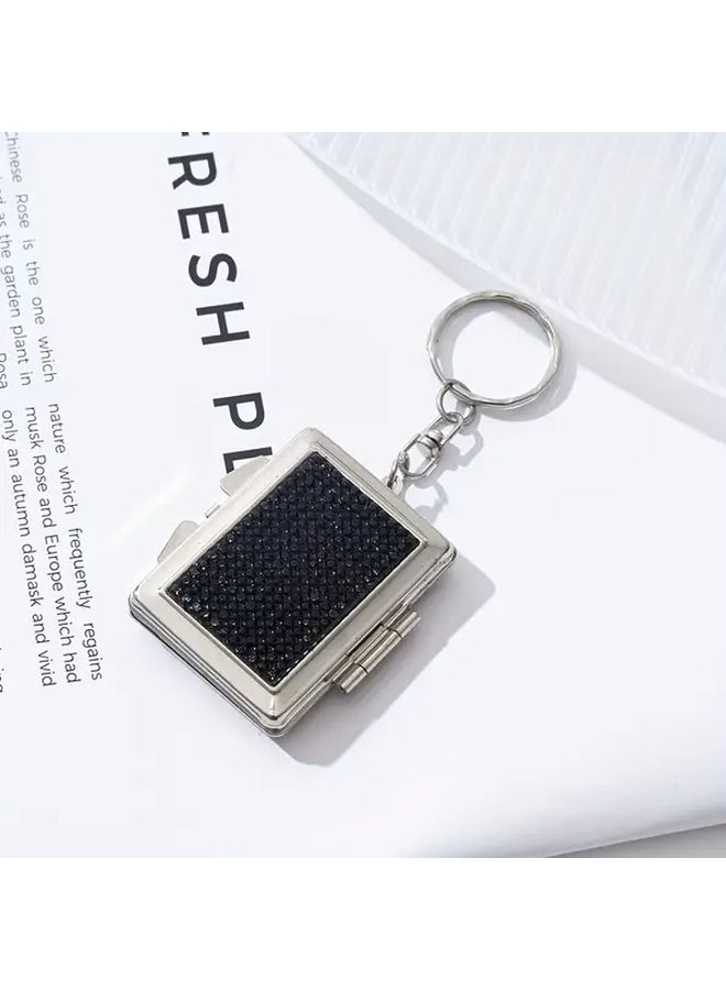 Random Color A Diamond Makeup Mirror With Love Design Keychain Double Sided - Image 5