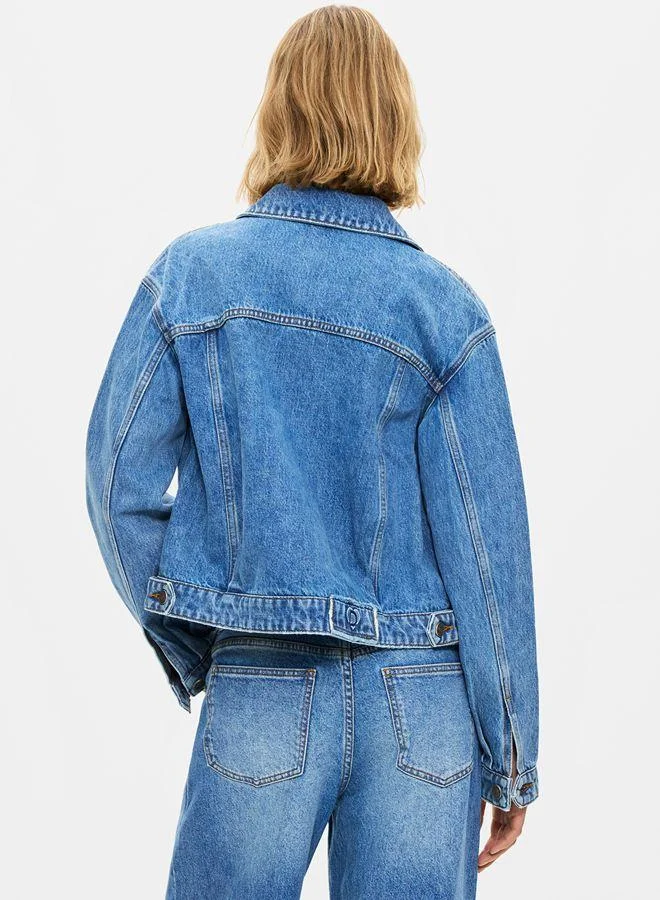 Desigual Blue Embroidered denim jacket 100% cotton for Women | Best Price UAE