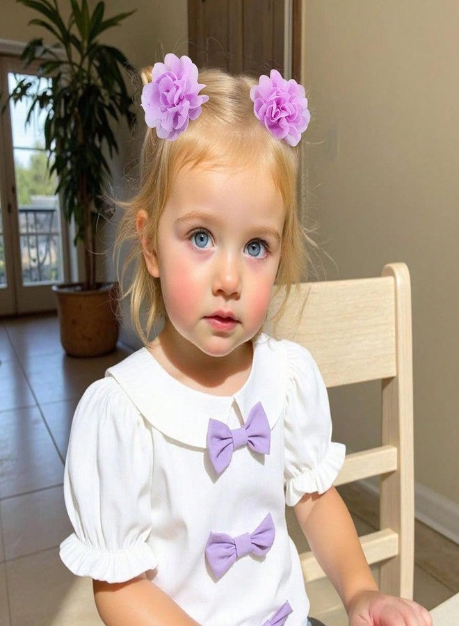 OAOLEER 40pcs 2" Flower Baby Hair Bows Clips, Chiffon Flower Tiny Hair Clips Fine Baby Hair Accessories for Girls Infants Toddlers Set of 20 Pairs - Image 5
