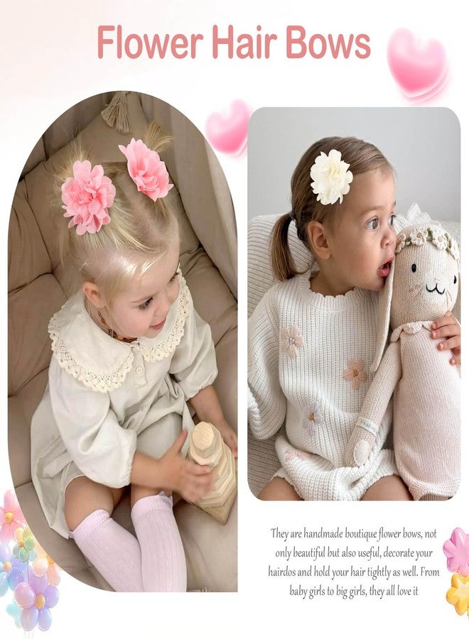 OAOLEER 40pcs 2" Flower Baby Hair Bows Clips, Chiffon Flower Tiny Hair Clips Fine Baby Hair Accessories for Girls Infants Toddlers Set of 20 Pairs - Image 4