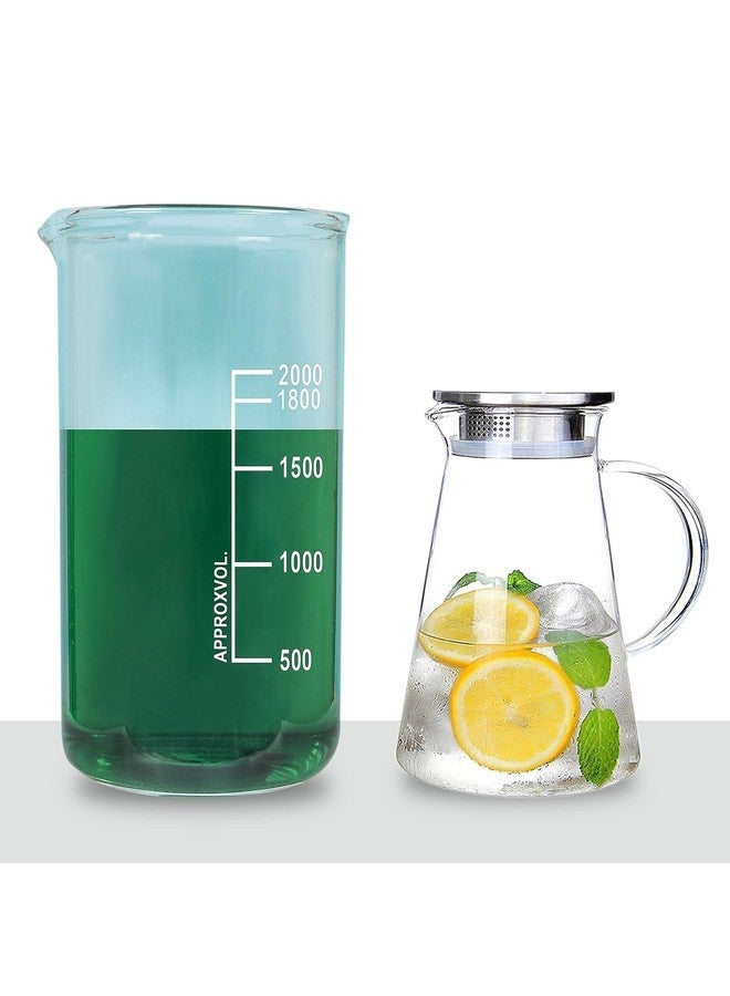 Paksh Novelty Italian Premium Glass Water Jug with Plastic Lid & Handle | 1.8L Transparent Beverage Carafe for Home, Office etc., (Borosilicate JUG 1800ML V) - Image 5