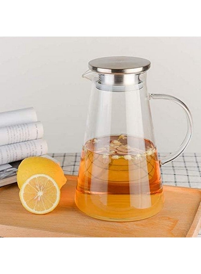 Paksh Novelty Italian Premium Glass Water Jug with Plastic Lid & Handle | 1.8L Transparent Beverage Carafe for Home, Office etc., (Borosilicate JUG 1800ML V) - Image 4