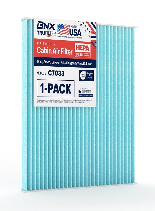 BNX TruFilter C7033 Cabin Air Filter, HEPA 99.97%, Compatible With Dodge Dart; Pontiac: Vibe; Toyota Tacoma - Image 1