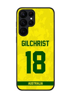 Rugged Black Edge Case for Samsung Galaxy S23 Ultra 5G, Slim fit Soft Case Flexible thin Cover - Player Name - Adam Gilchrist, Jersey Number- 18