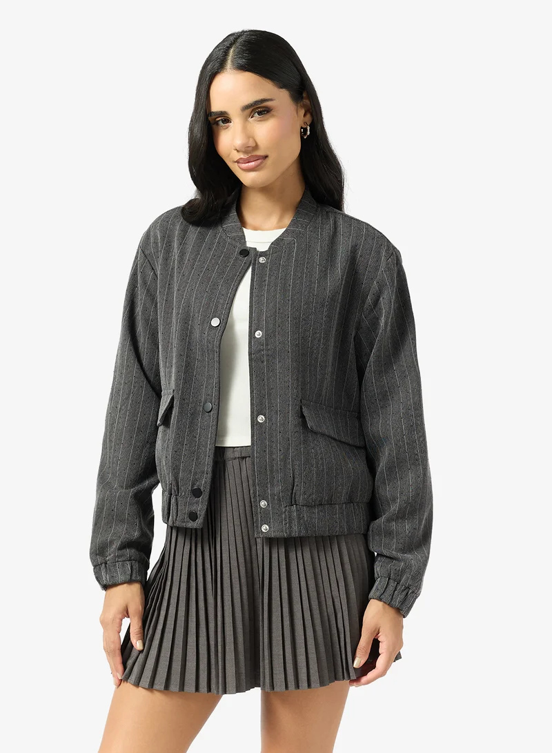 ONLY Striped Pocket Detail Bomber Jacket