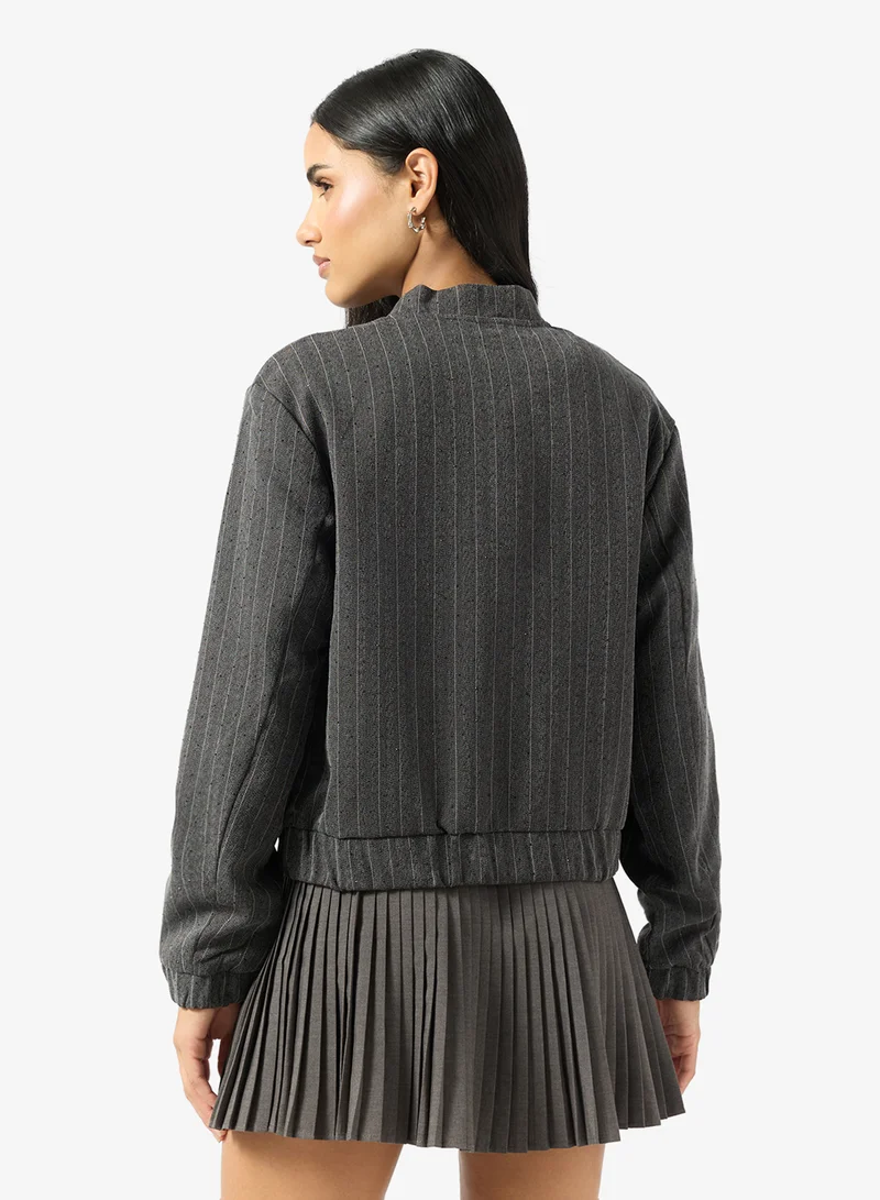 ONLY Striped Pocket Detail Bomber Jacket