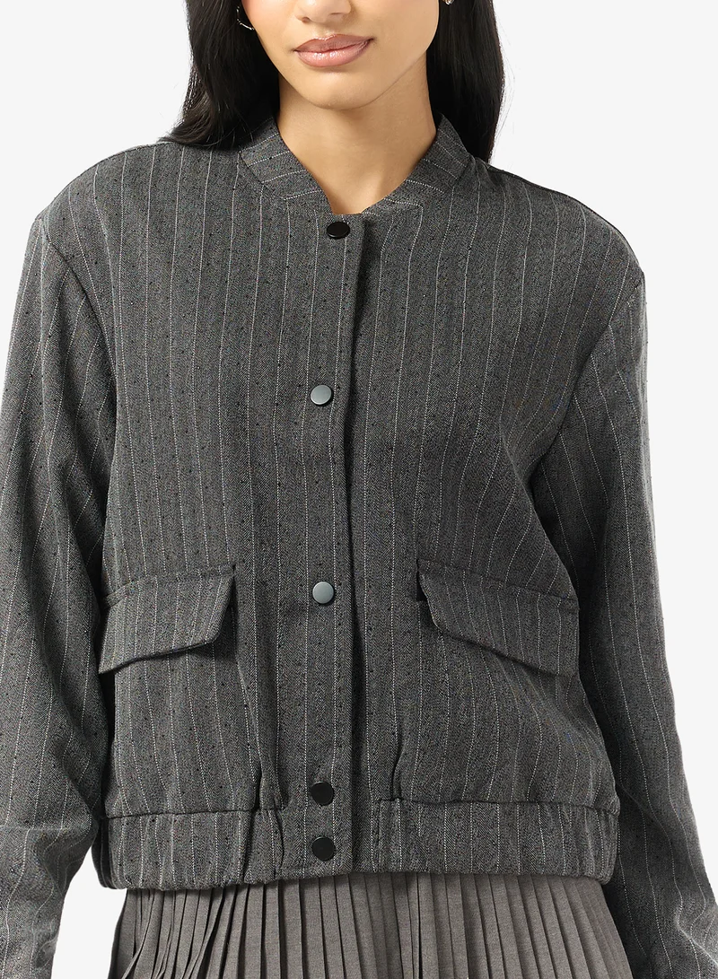 ONLY  Striped Pocket Detail Bomber Jacket for Women | Best Price UAE