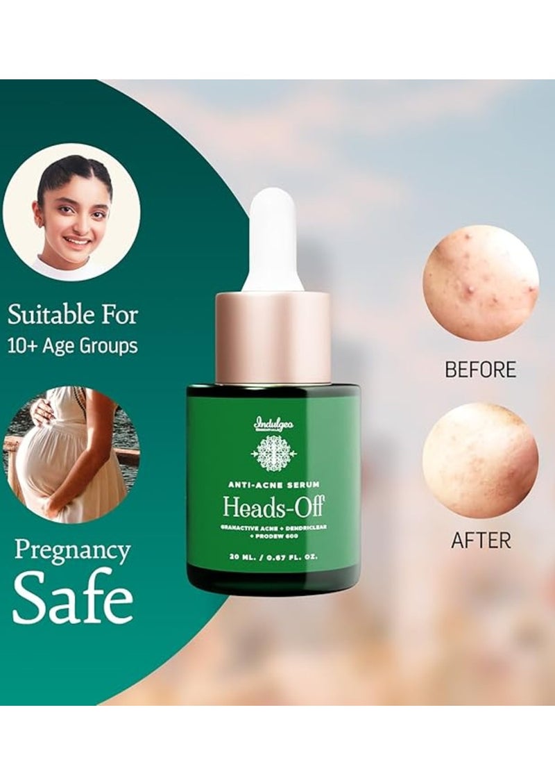 Indulgeo Essentials Heads Off - Anti Acne Face Serum for Glowing Skin 20ml - Image 2