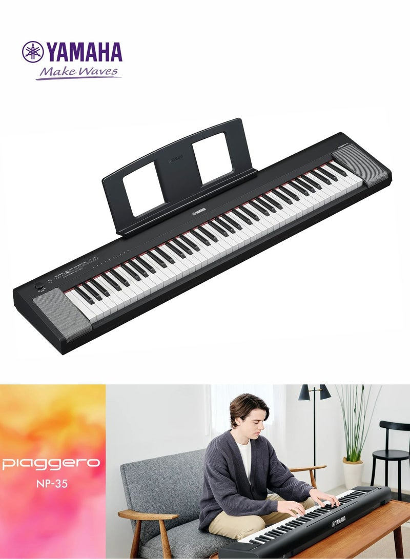 Yamaha NP-35 Piaggero Digital Keyboard with 76 Graded Soft-Touch Sensitive Keys Black - Image 1