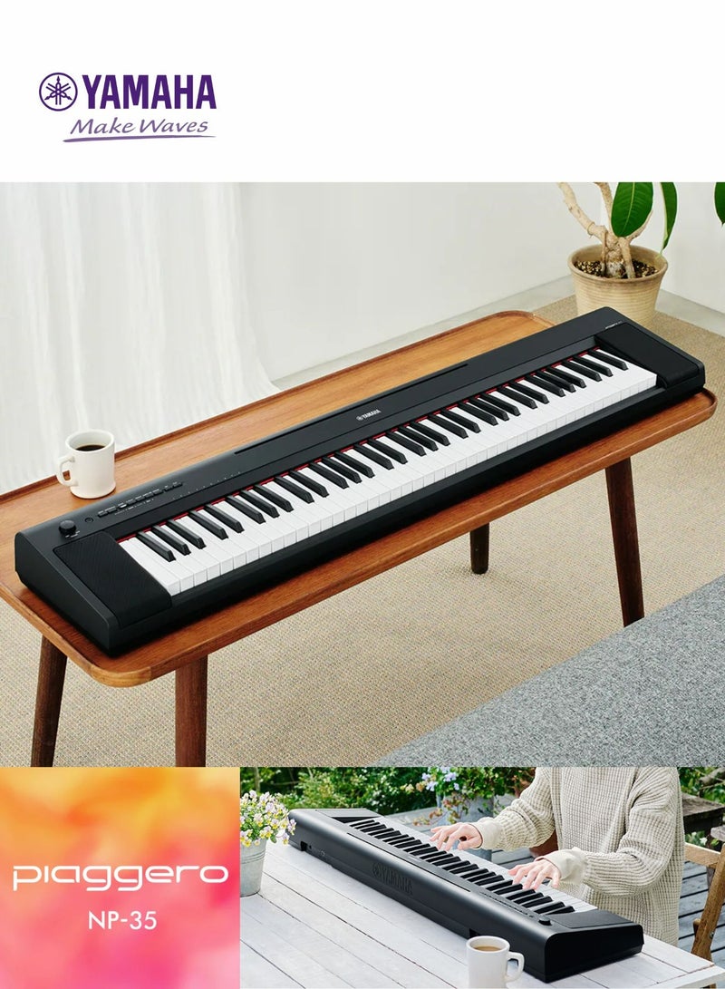 Yamaha NP-35 Piaggero Digital Keyboard with 76 Graded Soft-Touch Sensitive Keys Black - Image 2