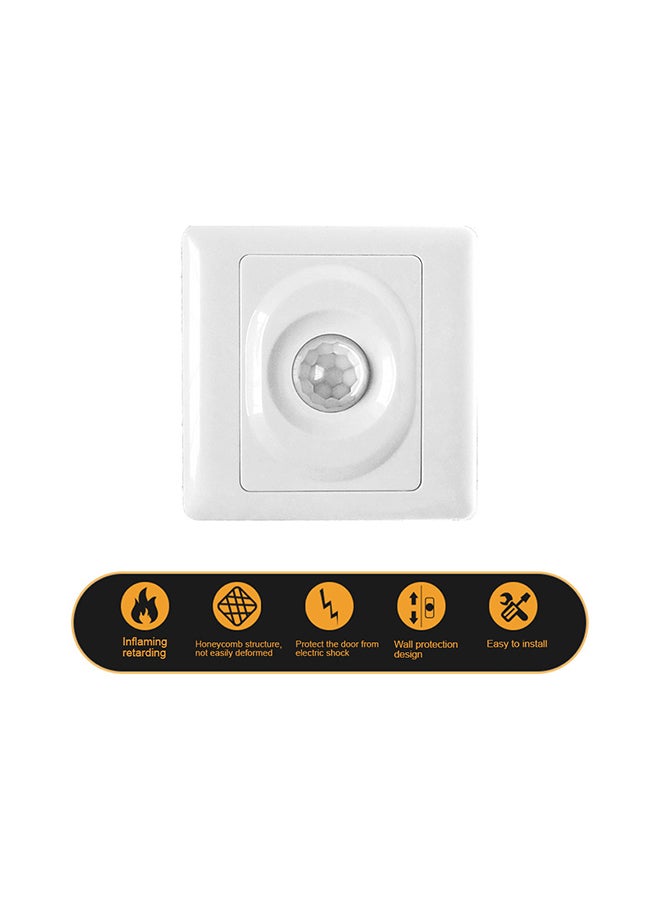 Automatic Infrared PIR Body Motion Sensor Switch Wall-Mounted LED Light Switch White 0.08kg - Image 1