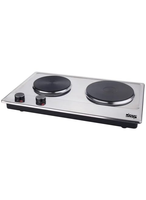 DSP 2 Burner Electric Hot Plate: 1000W+1500W Power Output, Stainless Steel Plates, Precise Temperature Control Model KD4047