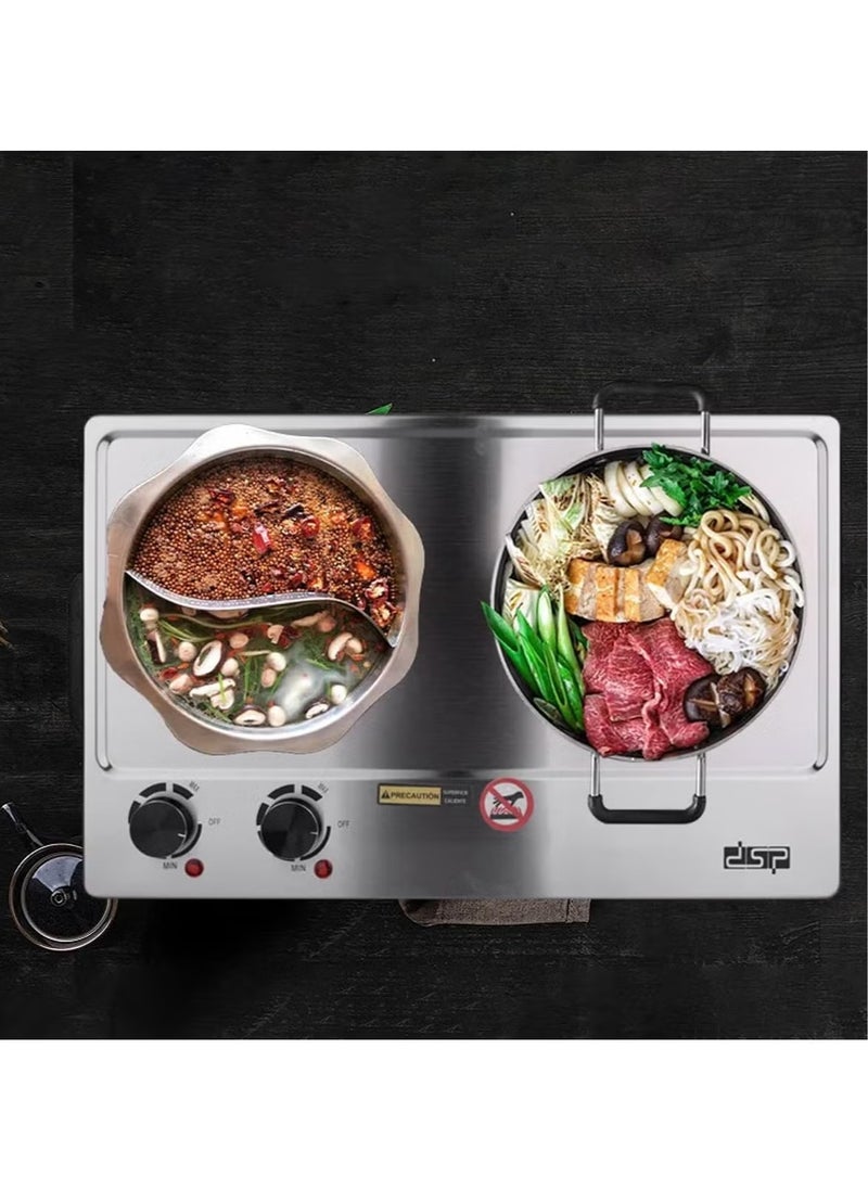 DSP - DSP 2 Burner Electric Hot Plate: 1000W+1500W Power Output, Stainless Steel Plates, Precise Temperature Control Model KD4047 - Image 1