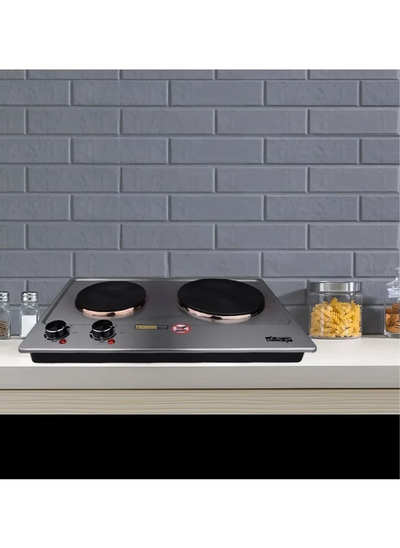 DSP - DSP 2 Burner Electric Hot Plate: 1000W+1500W Power Output, Stainless Steel Plates, Precise Temperature Control Model KD4047 - Image 1