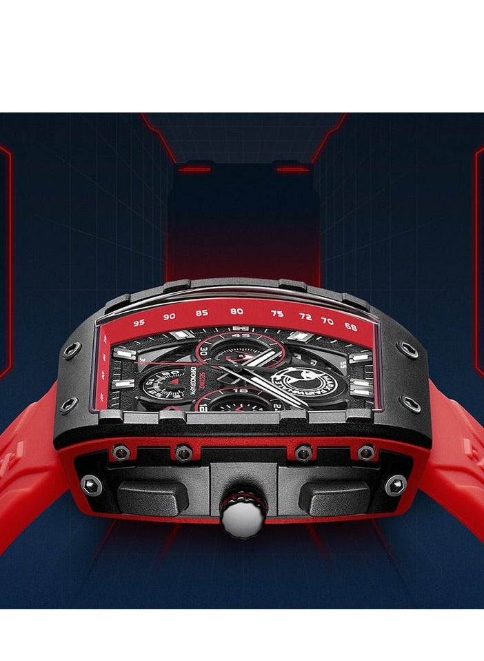 Mark Fairwhale New Multifunctional Sports Luminous Quartz WristWatch Silicone strap Waterproof Tonneau shape Watch For Men