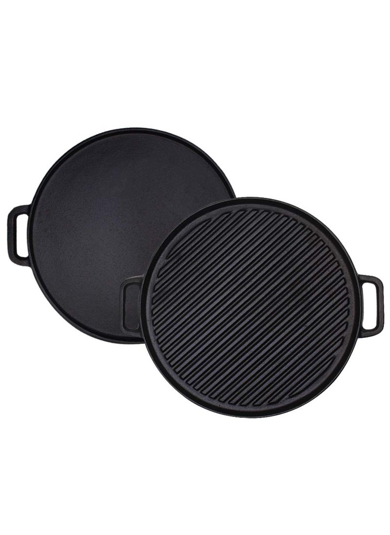 Brightalk Reversible 12Inch Double Handled Cast Iron Stovetop GrillGriddle 