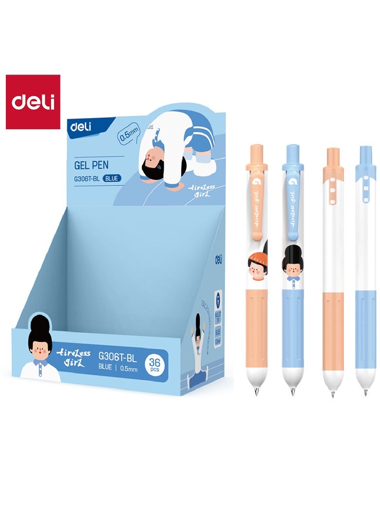 ديليEG306T-BL قلم جيل ST 0.5 ملم حبر أزرق، برتقالي/أزرق، 36 قطعة – مثالي للكتابة الإبداعية في المدرسة - Image 2