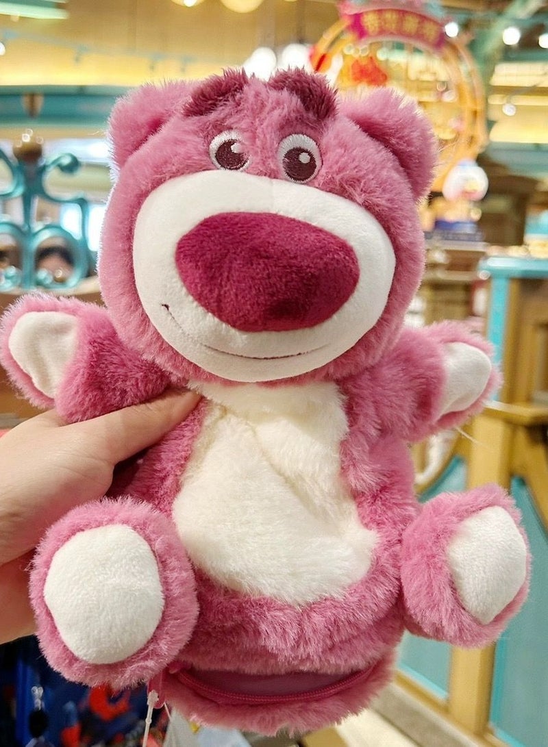 Strawberry Furry Bear Pencil Case: Large capacity pencil case with strawberry furry bear design, perfect for students. This Japanese style pencil case combines functionality with feminine charm.