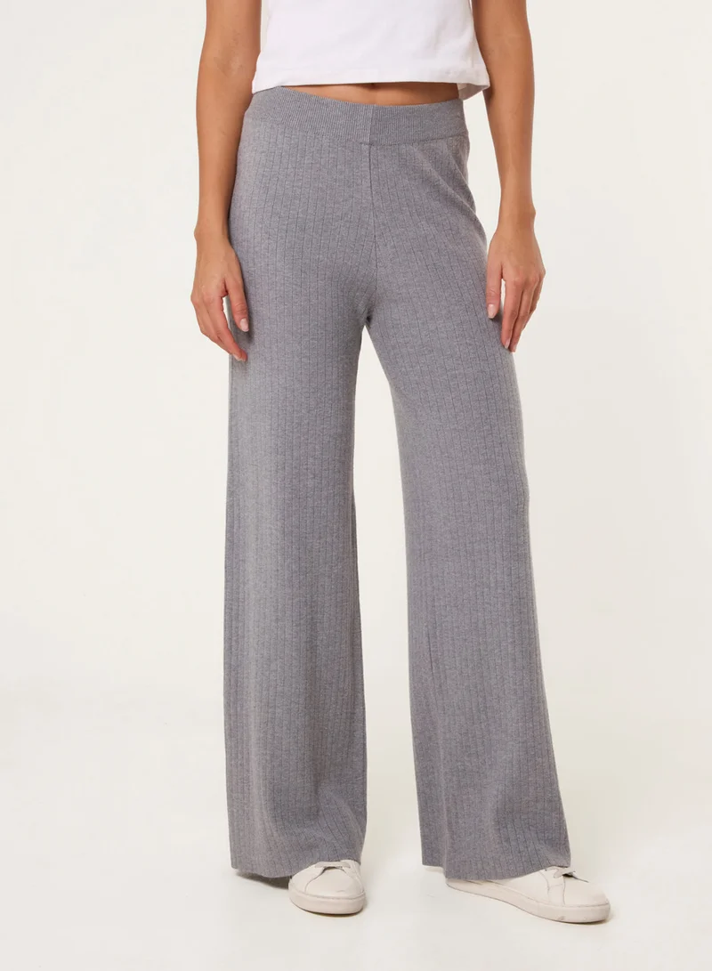 بلو فانيلا Ribbed Wide Leg Trousers