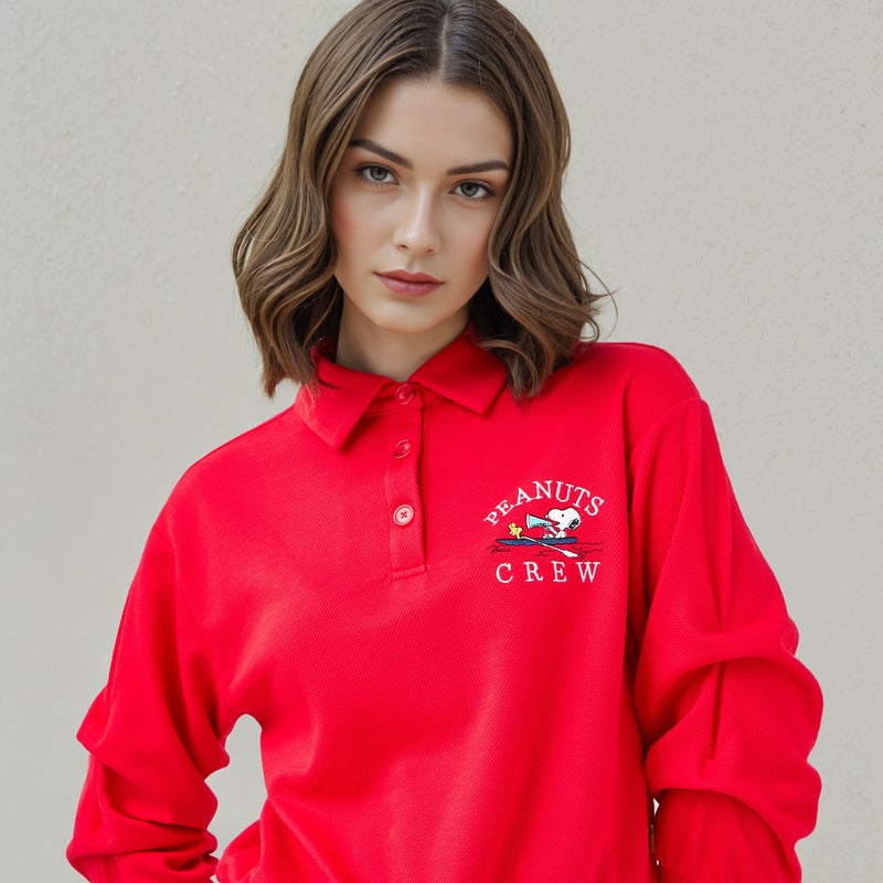 SP Characters Peanuts Embroidered Sweatshirt with Collar - Image 4