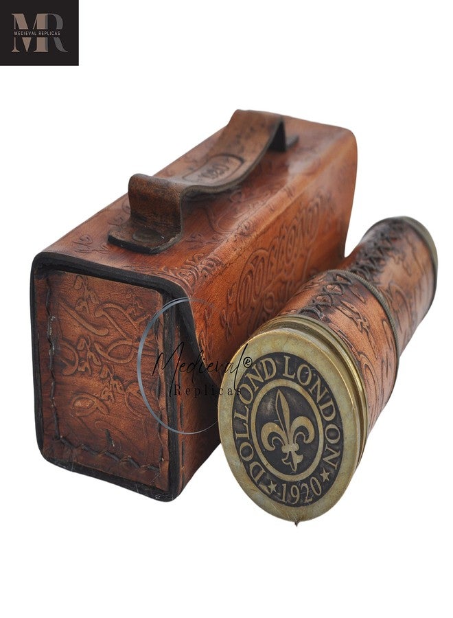 Medieval Replicas 16 Inch Antique Look Full Brass Working Telescope/Spyglass Replica Decorative Kids Scope in Leather Box - Image 3