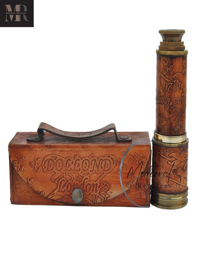 Medieval Replicas 16 Inch Antique Look Full Brass Working Telescope/Spyglass Replica Decorative Kids Scope in Leather Box - Image 5