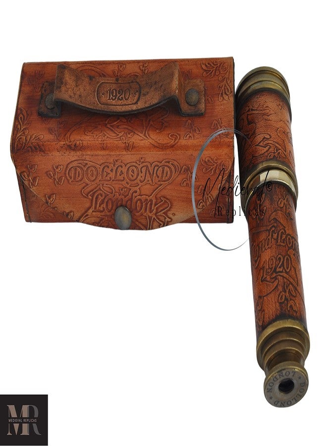 Medieval Replicas 16 Inch Antique Look Full Brass Working Telescope/Spyglass Replica Decorative Kids Scope in Leather Box - Image 4
