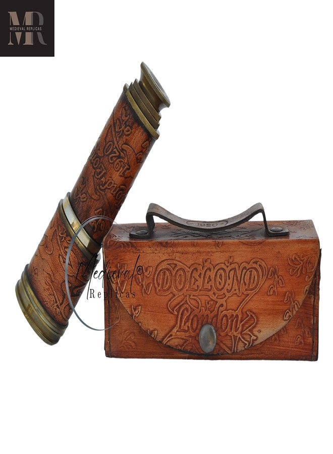 Medieval Replicas 16 Inch Antique Look Full Brass Working Telescope/Spyglass Replica Decorative Kids Scope in Leather Box - Image 2