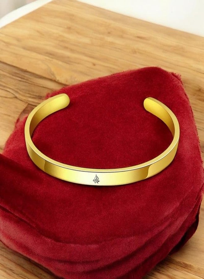M Men Style سوار رجالي بتصميم ديني إسلامي يحمل اسم الله، هدية مجوهرات للحماية للمسلمين العرب، للرجال والنساء، مصنوع من الذهب والفولاذ المقاوم للصدأ، رقم الموديل: SKa2025133 - Image 5