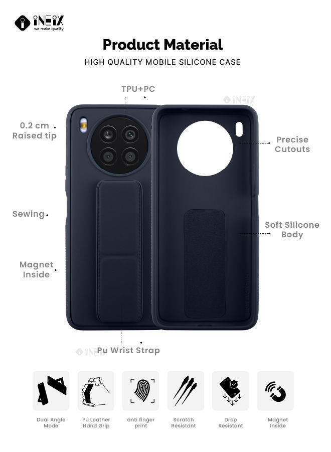 إينيكس جراب حماية 3 في 1 مغناطيسي ذو مسند للهاتف وسوار لأصابع اليد لهاتف هونور 50 ليت  أزرق داكن - Image 2
