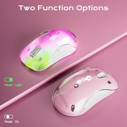memzuoix 2.4G LED Wireless Mouse, Rechargeable Ergonomic Mouse with Detachable Cover, 1200 DPI Portable Optical Computer Mouse with USB Receiver for Laptop, PC, Desktop and MacBook, 5 Buttons-Pink - Image 2