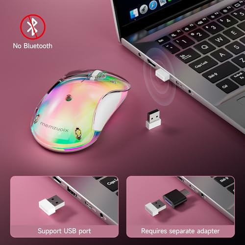 memzuoix 2.4G LED Wireless Mouse, Rechargeable Ergonomic Mouse with Detachable Cover, 1200 DPI Portable Optical Computer Mouse with USB Receiver for Laptop, PC, Desktop and MacBook, 5 Buttons-Pink - Image 5