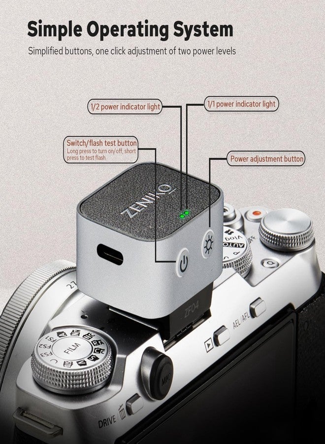 Zeniko ZF04 Lightweight On-Camera Flash,Mini Flash Speedlite, CCT 6500K±200K,372 Full-Power Flash Light with Universal Hot Shoe Mount Fit for Canon, Nikon, Sony, Fuji,Leica Cameras (Sliver) - Image 3