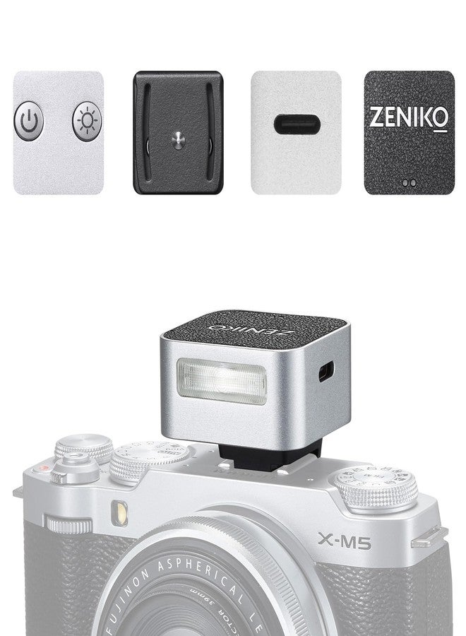 Zeniko ZF04 Lightweight On-Camera Flash,Mini Flash Speedlite, CCT 6500K±200K,372 Full-Power Flash Light with Universal Hot Shoe Mount Fit for Canon, Nikon, Sony, Fuji,Leica Cameras (Sliver) - Image 1