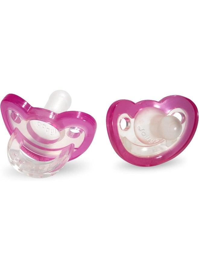 RaZbaby Jollypop Pacifier for Newborns & Up, USA Made, Natural Shaped Orthodontic Binky, Lovingly Shared in NICUs & Hospitals Worldwide, Medical-Grade 100% BPA-Free - 0-3 Months, 2 Pack - Pink - Image 1