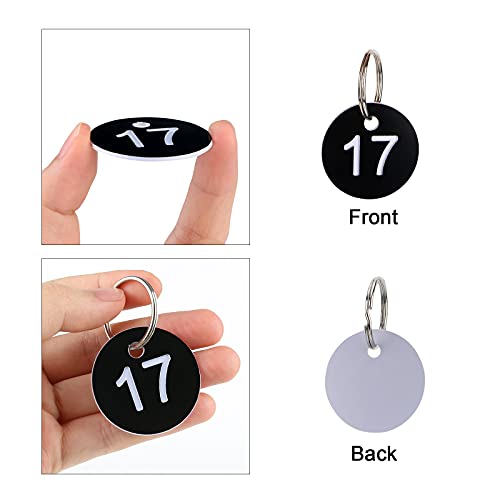 Dedoot Numbers Tags 1-20, Dedoot 20 Pack 35mm Round Numbered Tags Plastic Small Key Tags 20 Numbered Keychains for Dormitory Keys House Lockers -Black - Image 3