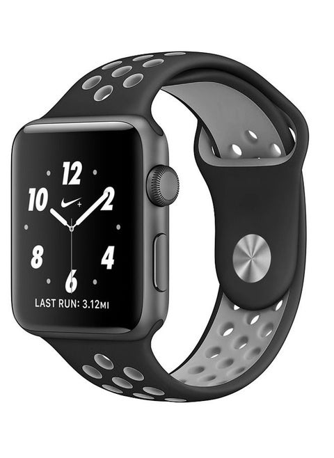 Sport Silicone Replacement Band For Apple Watch Series 44/45 mm Grey/Black