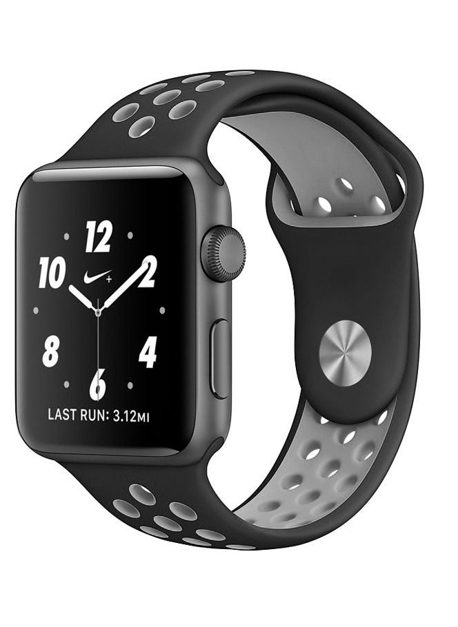 CATANES - Sport Silicone Replacement Band For Apple Watch Series 44/45 mm Grey/Black - Image 1