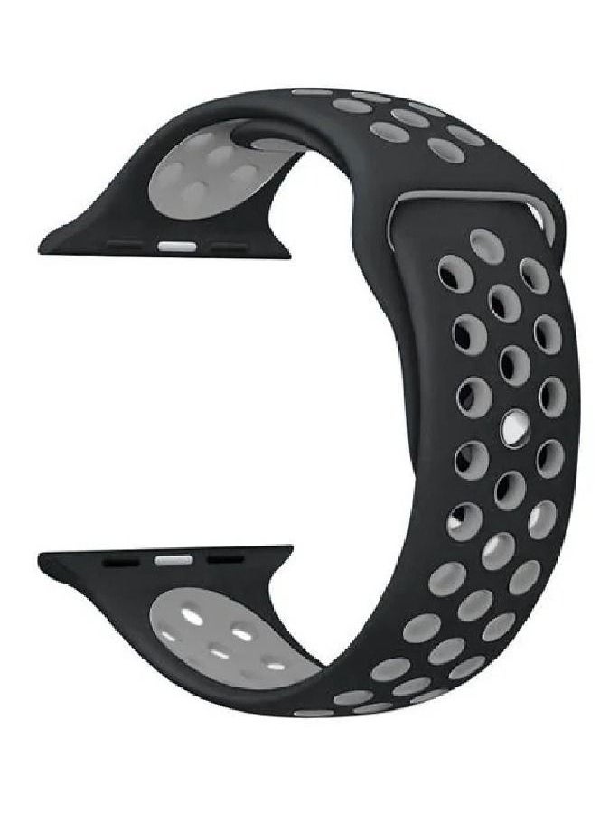 CATANES - Sport Silicone Replacement Band For Apple Watch Series 44/45 mm Grey/Black - Image 1