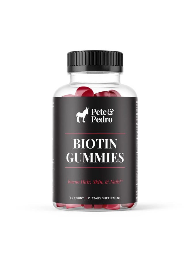 Pete & Pedro BIOTIN Gummies for Hair, Skin & Nails Growth for Women & Men |Hair Grow Supplement for Stronger Skin, & Nails | Cherry Biotin Gummy 5000mcg Per Serving | Seen on Shark Tank, 60 Count  - Image 1