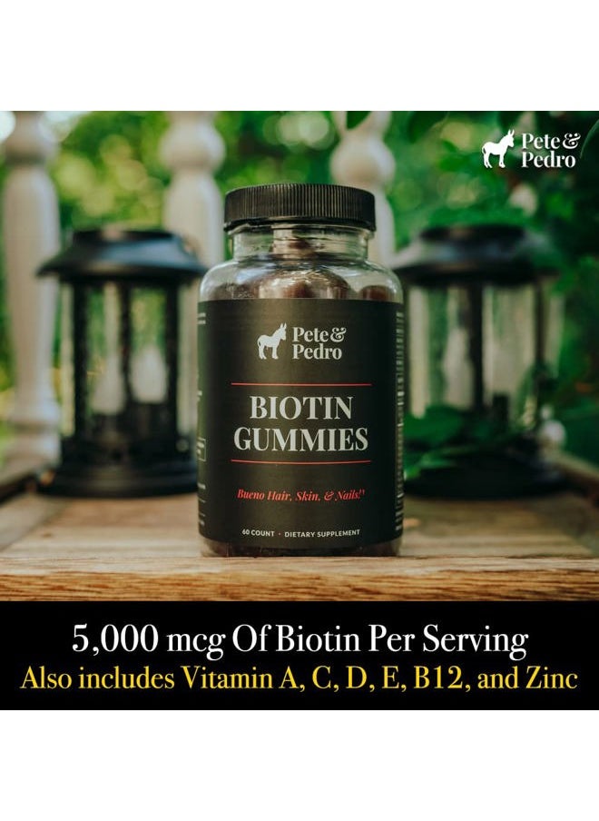 Pete & Pedro BIOTIN Gummies for Hair, Skin & Nails Growth for Women & Men |Hair Grow Supplement for Stronger Skin, & Nails | Cherry Biotin Gummy 5000mcg Per Serving | Seen on Shark Tank, 60 Count  - Image 3